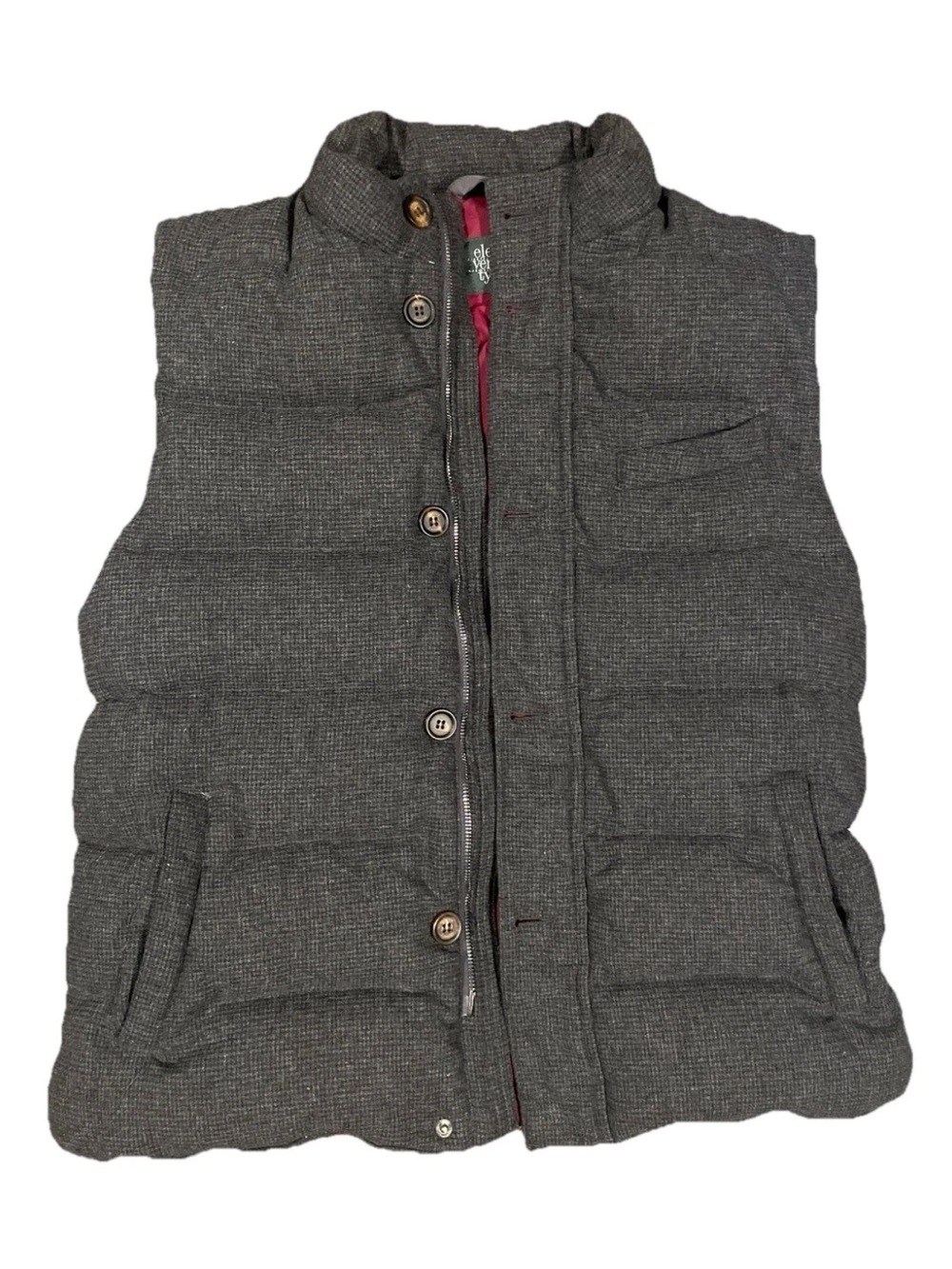Eleventy Men's Quilted Puffer Vest in Charcoal Gray